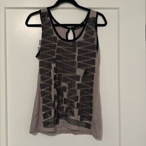 Nic + Zoe Grey And Black Tanktop With Textured Netting